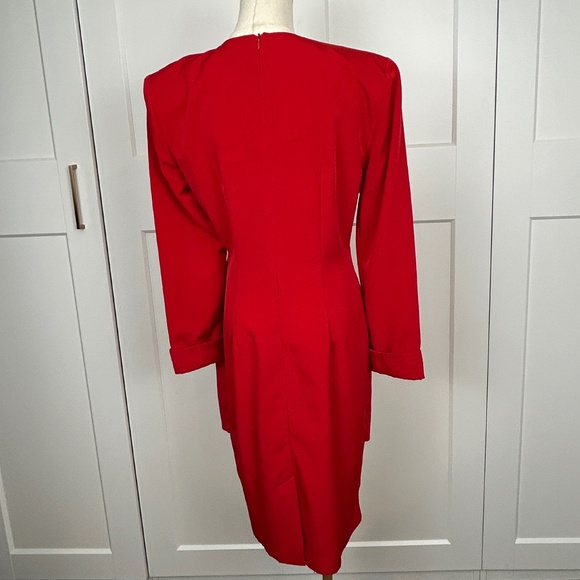 Vintage Red Dress with Gold Trim - Picture 4 of 10